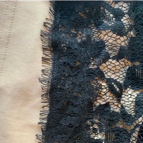 Lace Dress Short Sleeve Black with Nude Lining Keyhole Back - Picture 5 of 5